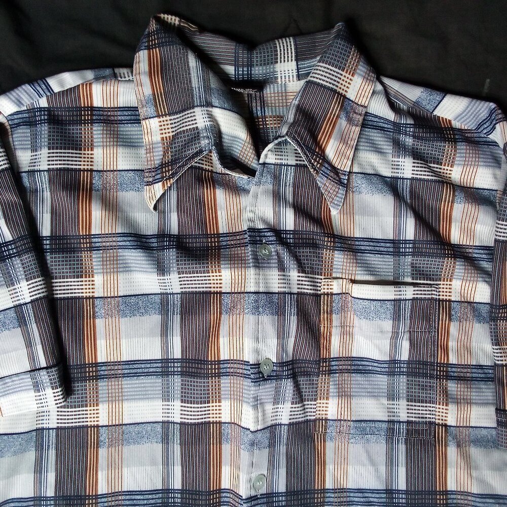 Vintage Joel California Plaid Polyester Disco Shirt